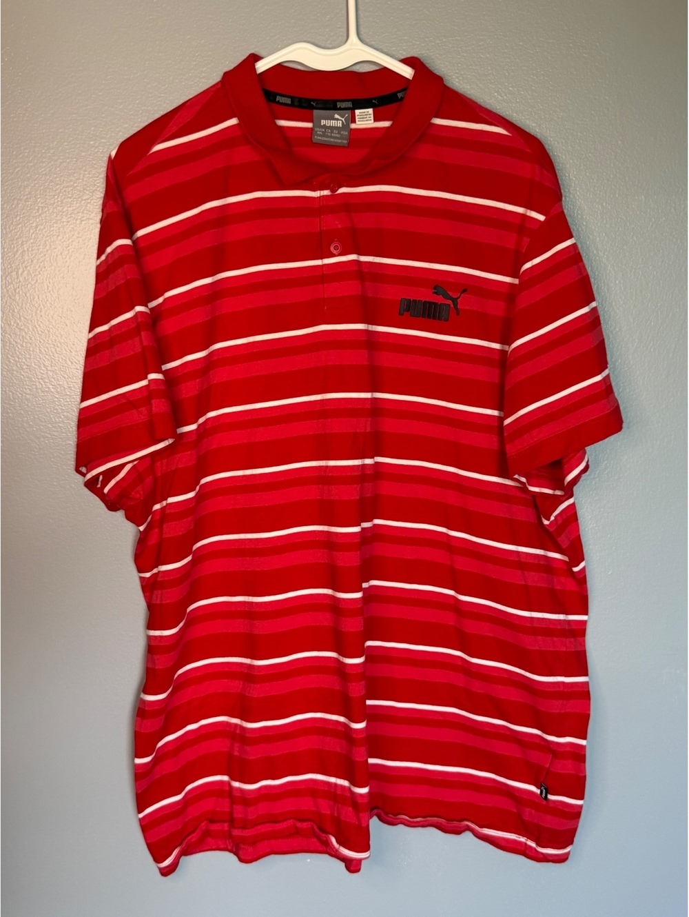 Puma Men's XXL Red Striped Polo Shirt